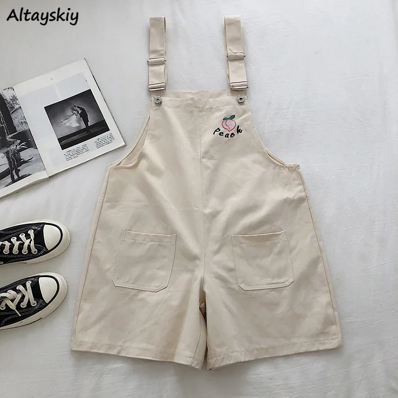 Женские комбинезоны персиковый принт прямые карманы милые девушки свободные