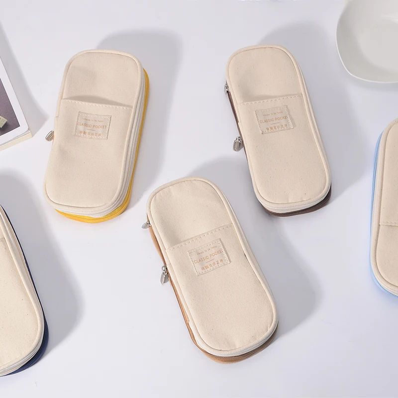 Карандаш высокого качества чехол Макарон цвет холст стрейч большой двухъярусный