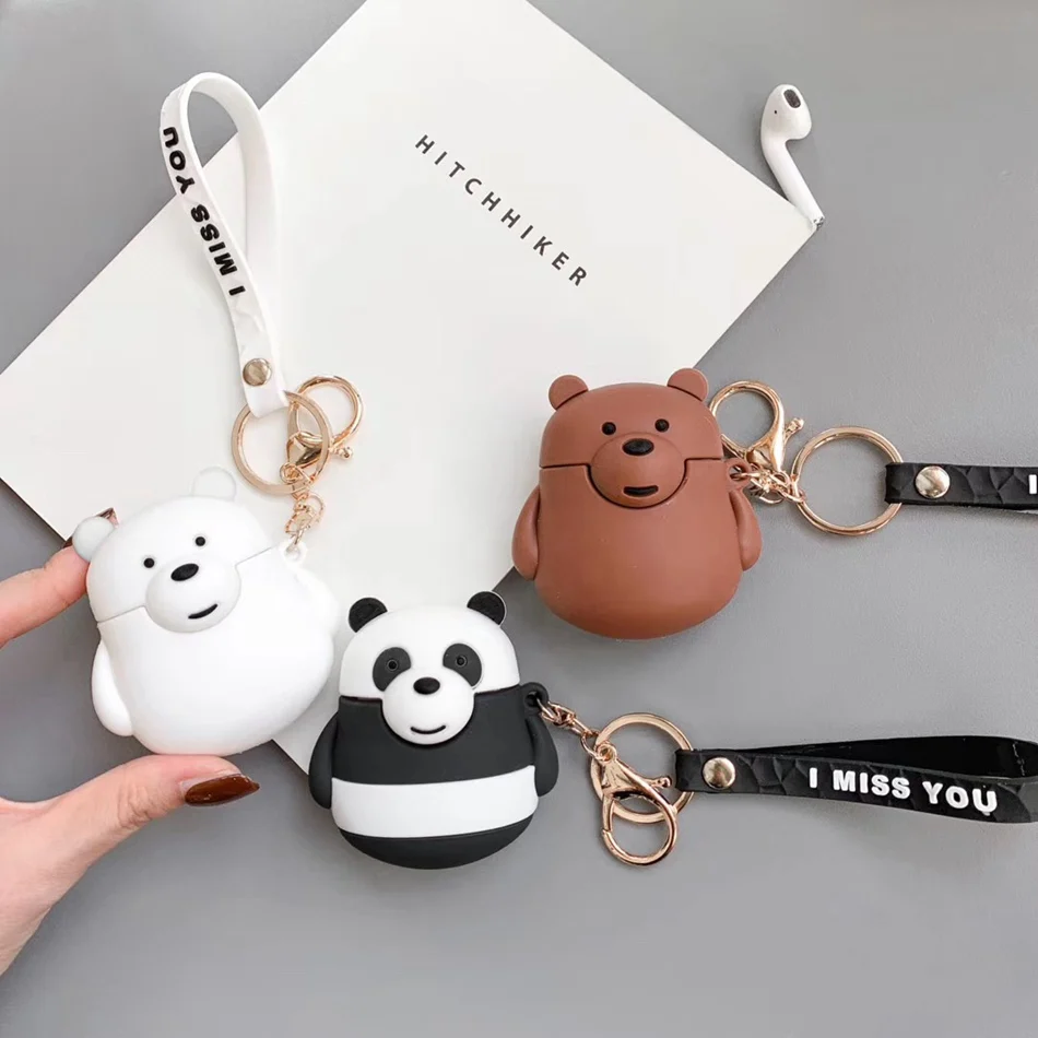 Чехол для наушников с объемным медведем тыквой кошкой AirPods чехол силиконовый