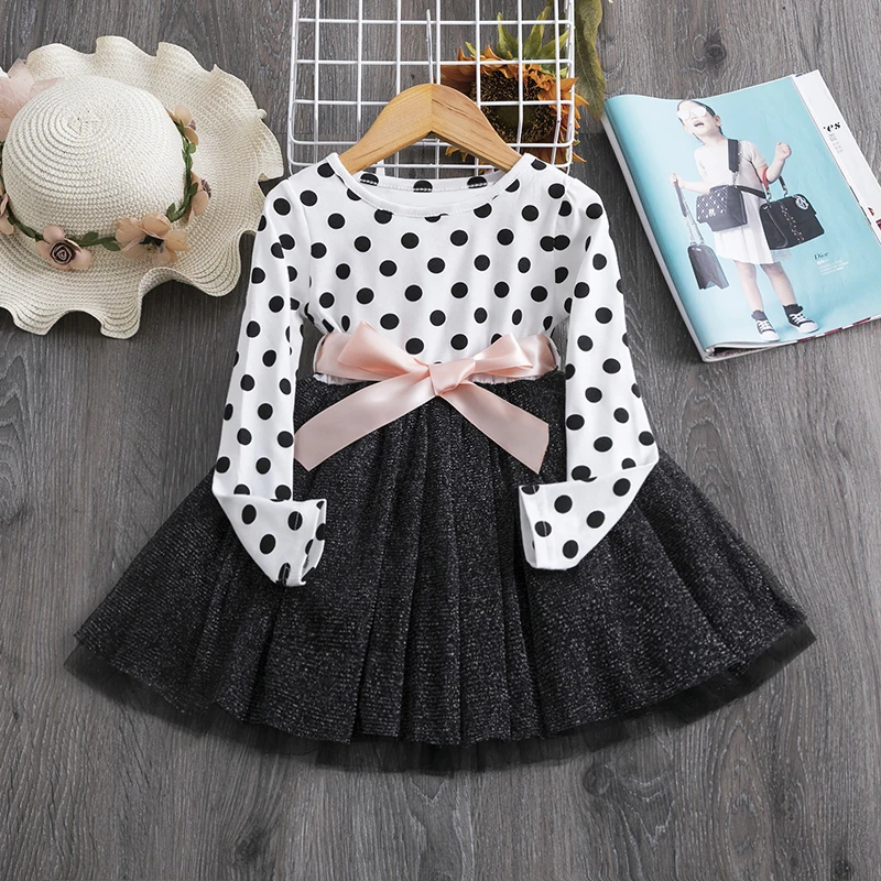 Spring Autumn Long Sleeves Children Girl Clothes Casual School Dress for Girls mini Tutu Kids Party Wear Clothing | Детская одежда и