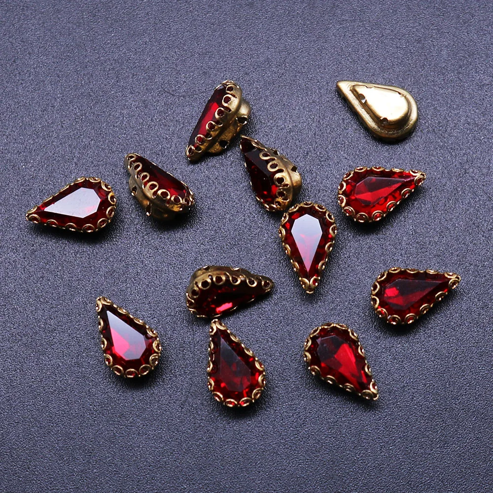 Drop shape rhinestone sparkling crystal glass stone trim steel bottom non-thermosetting sewing clothes SZ-142 | Дом и сад