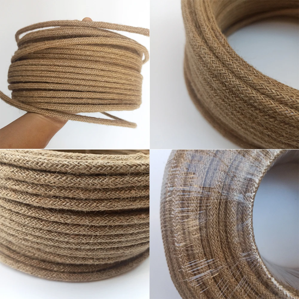 Винтажный Электрический провод 2 ядра 3 плетеный из пеньковой веревки гибкий