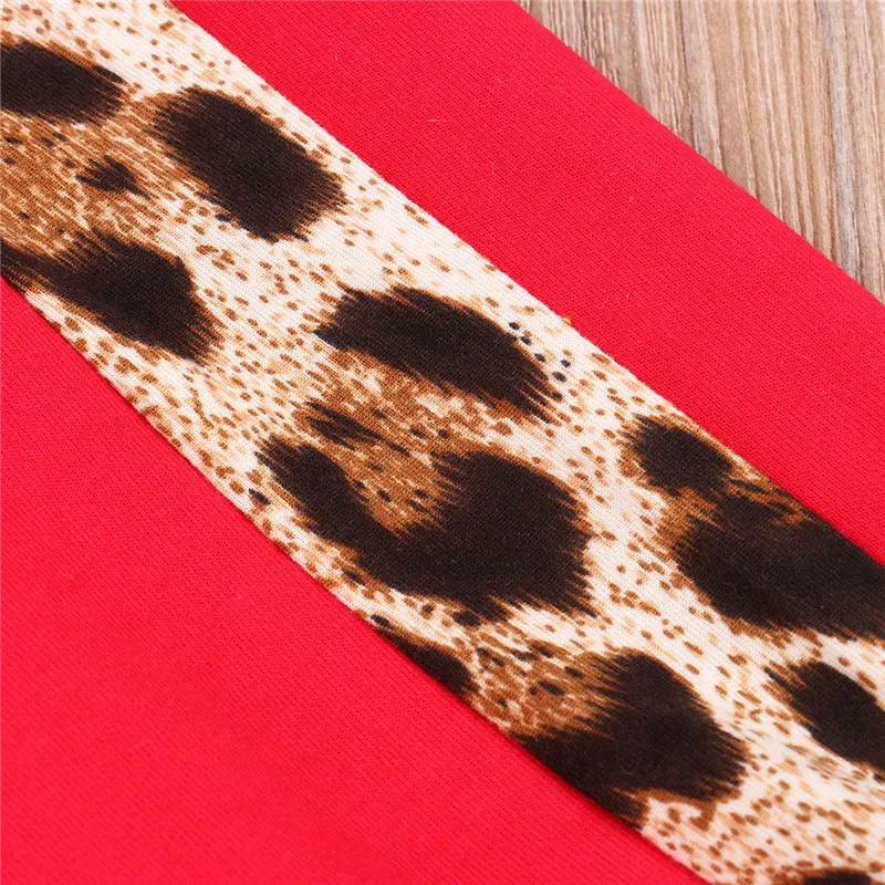 

2Pcs Baby Autumn Clothing Round-Neck Long-Sleeves Top with Pearl Leopard Heart Printed + Long Pants Outfit for Kids Girls 1-5Y