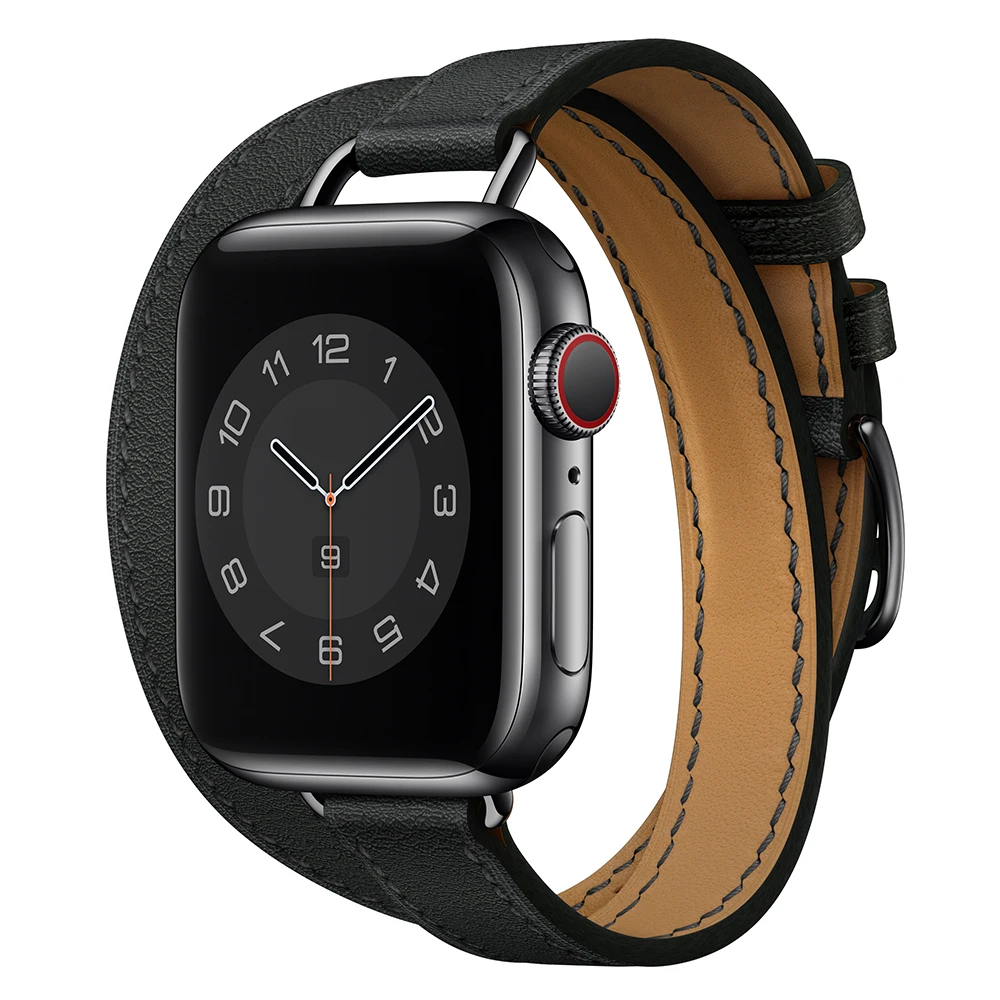 

Attelage Double Tour For Apple Watch band 40mm 44mm 42mm 38mm Genuine Leather watchband bracelet iWatch Series 3 4 5 6 SE strap
