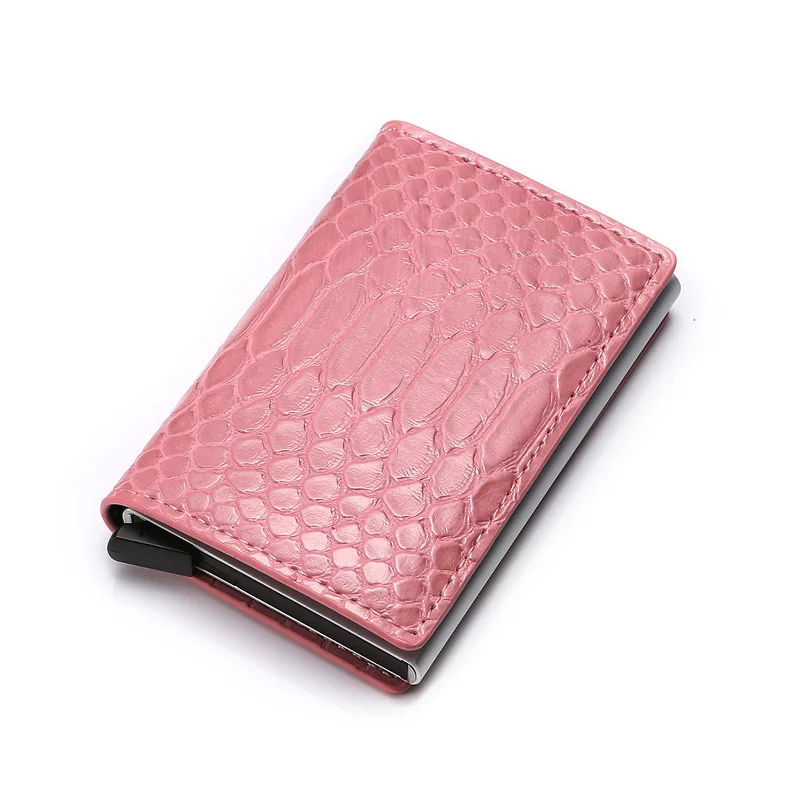pink DIENQI Rfid держатель для карт, женские и мужские кошельки для монет, тонкие смарт-кошельки, кожаный кошелек, сумка для денег, мужской кошелек, маленькая сумочка для монет - Цвет: pink