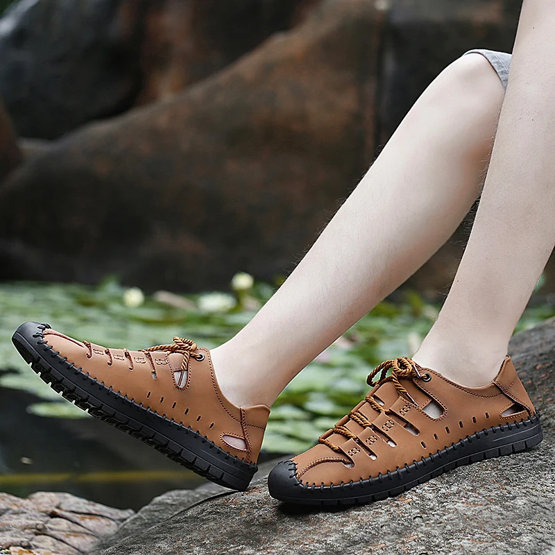 genuine leather Lace Up Hiking Shoes Men Sport Hunting Trekking Shoes Spring Boots Outdoor Climbing Sneaker zapatillas hombre