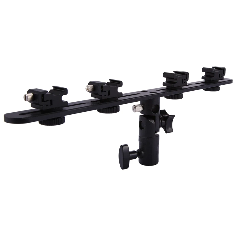 

1 Pcs Four Flash Bracket Hot Shoe Speedlight Stand & 1 Set Camera Triple Hot Shoe Three Head Light Lamp Holder