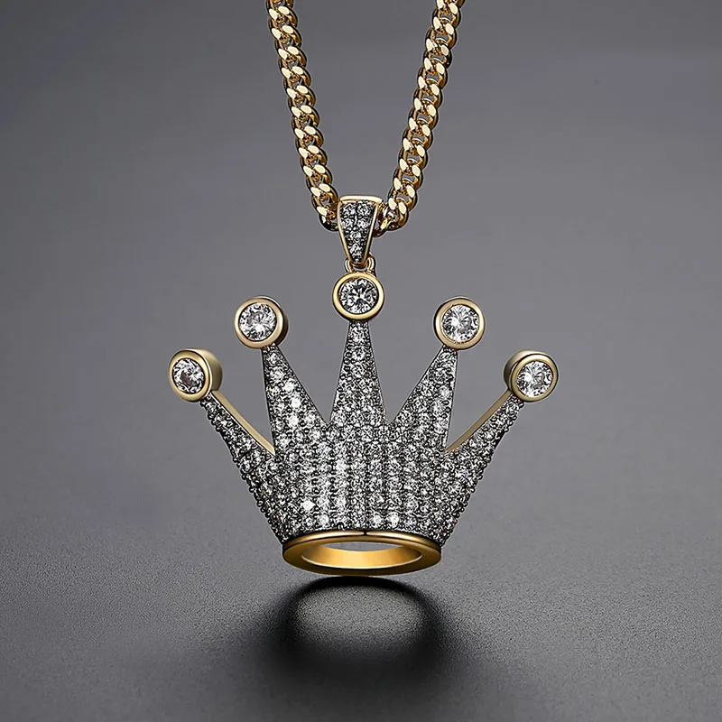 

Funmode Fashion Hip Hop Cuban Link Chain King Design Pendant Charm Necklace For Men Party Necklace accessories Wholesale FN211