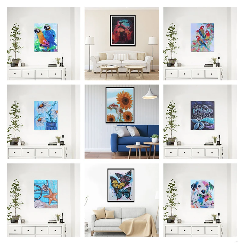 

Special Shaped Diamond Painting DIY 5D Partial Drill Cross Stitch Kits Flower Dog Pattern Diamond Embroidery Crystal Arts Craft