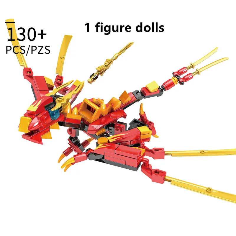 

4Pcs New Combination Golden Ninja Dragon Knight Model Building Blocks KAI JAY Robots Figures Bricks Toys for Children Boy Gifts