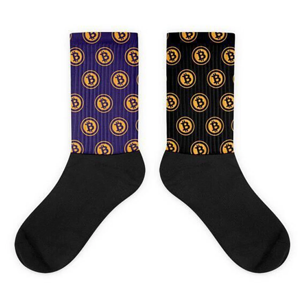 Носки мужские/женские с принтом биткоинов креативные Дышащие Короткие|Носки| |