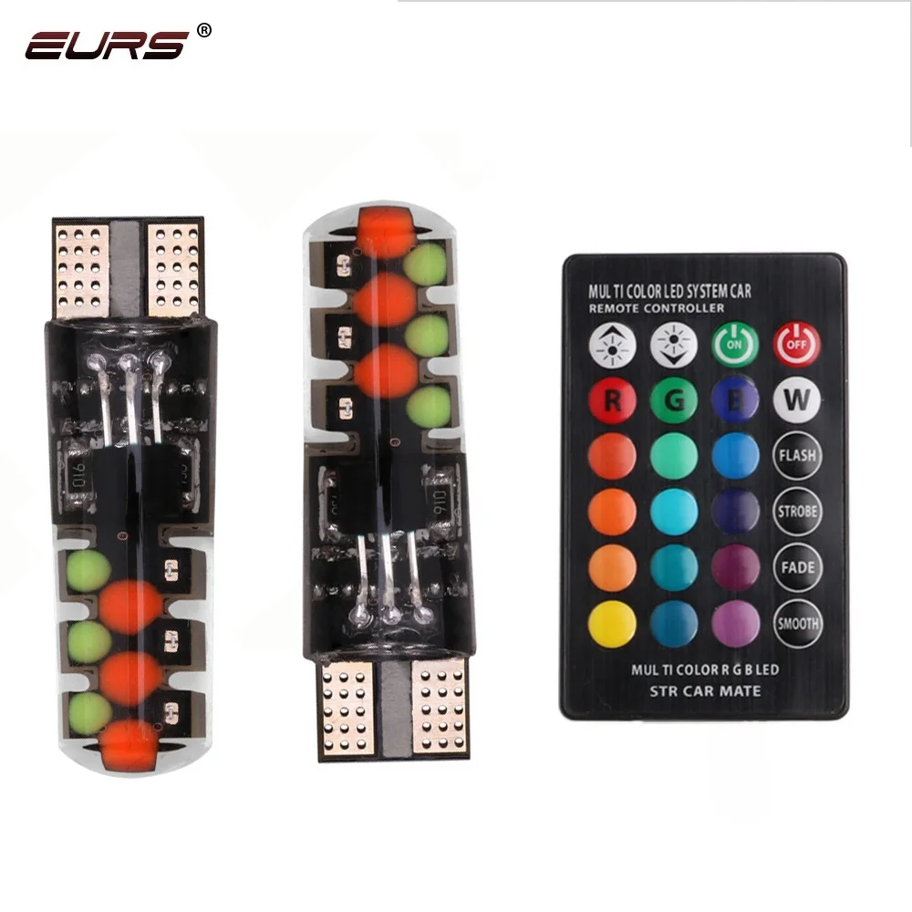 EURS (TM) 2 шт/1 Набор 12В T10 W5W 5050 SMD 1 Вт Авто Автомобиль RGB LED интерьер КУПОЛ