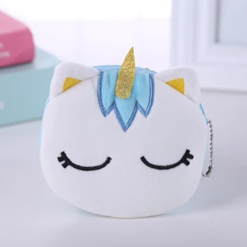 Плюшевые Кошельки для монет, детский клатч, Женская Kawaii, детская мини-сумка, круглый кошелек на молнии с рисунком единорога, кошельки для монет для детей - Цвет: Style 3