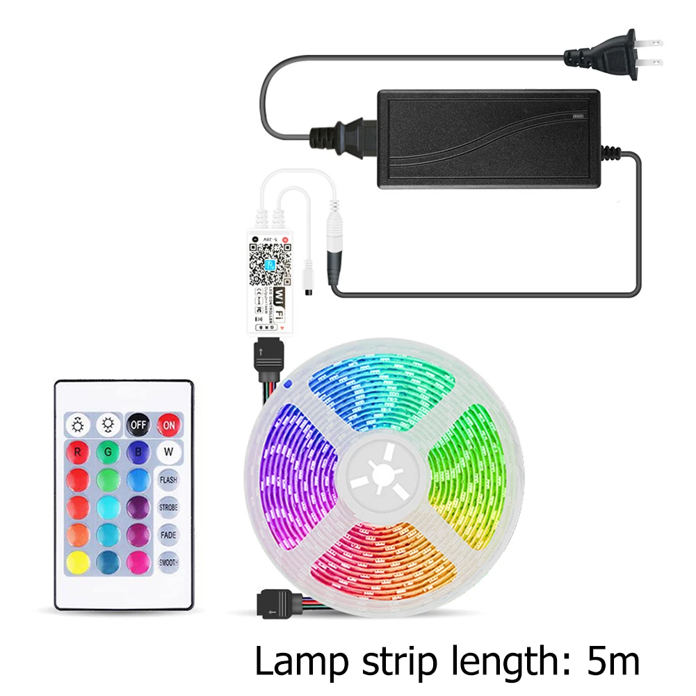 

5M 300 LED Strip Light Flexible Waterproof 5050 RGB Lighting TV Desktop Screen Backlight Decor Diode Tape Set with WIFI Control
