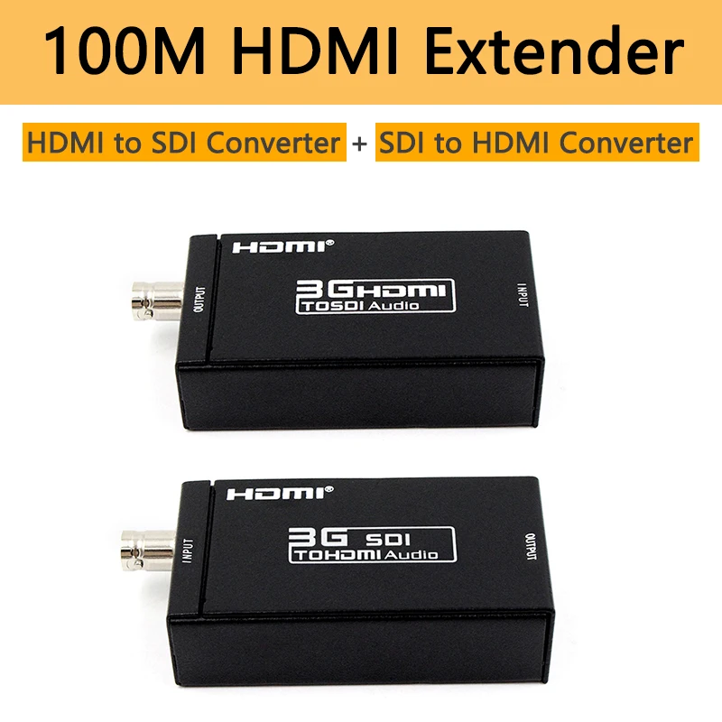 HDMI удлинитель 100 м передатчик и приемник Ethernet кабель HD ТВ 1080P Мини Размеры to SDI/SDI