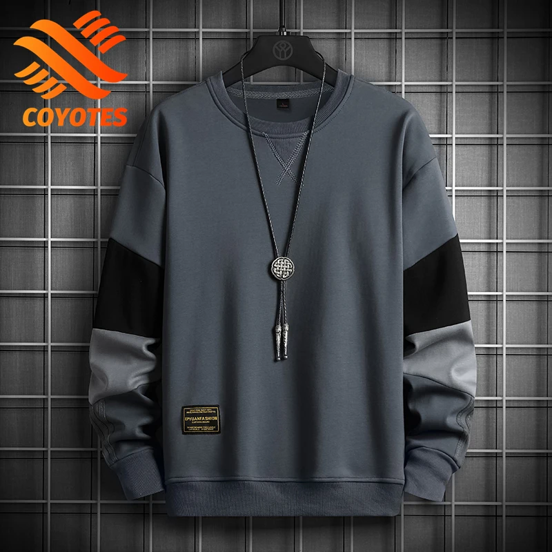 

COYOTES 2021 New Spring Autumn Solid Color Casual Mens Hoodies Sweatshirts Men's Fashion Harajuku Streetwear Sweatshirt Tops
