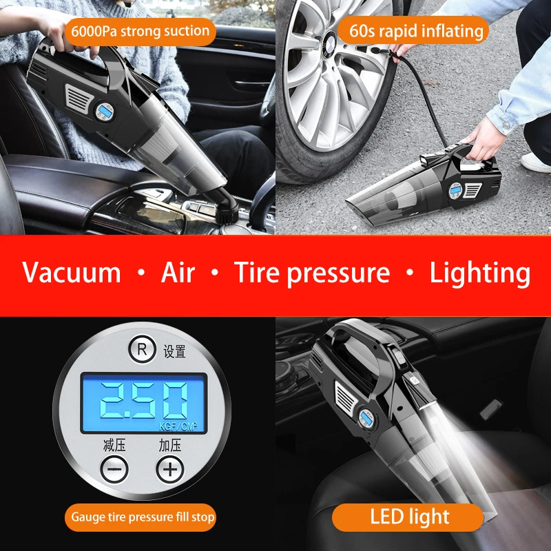 barato Multi Função Carro Aspirador De Pó Inflator Bomba Com Digital Portátil Carro Duplo Uso Compressor Ar Inflável Automático Cacuum Mais Limpo