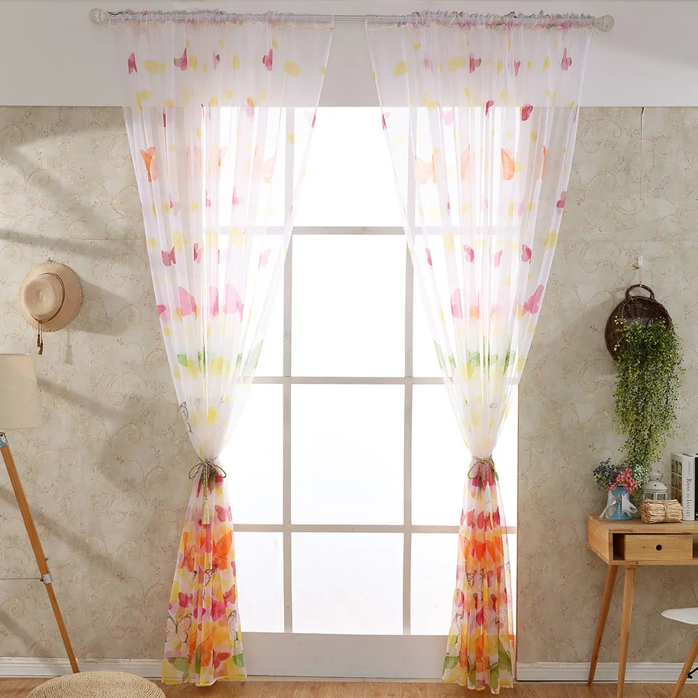Прозрачные Занавески для окна с бабочкой занавески кухни гостиной Детские