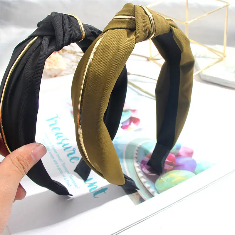 Женский однотонный обруч для волос JJFOUCS ободок с золотистым ободком в Корейском