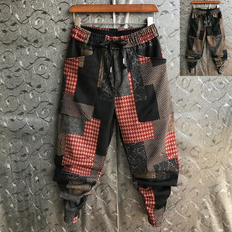 Штаны-шаровары мужские осенне-зимние со шнурком и манжетами на щиколотке |