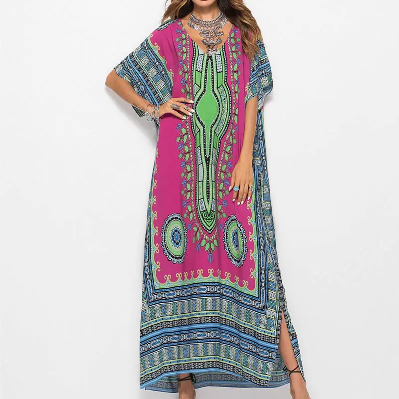 Летнее богемное Платье с принтом летучая мышь Для женщин 2020 повседневное