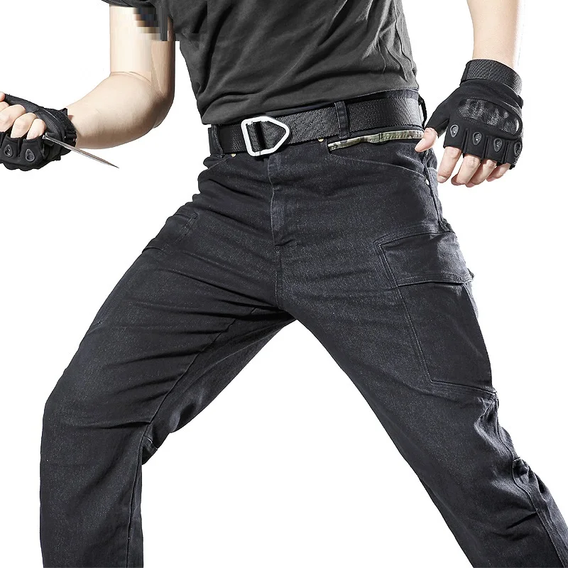 Men Tactical Jeans Stretchy Denim Trousers Comfortable Full Length Multi Pockets Commuter Wear resistant Work Denim Pants  S-2XL