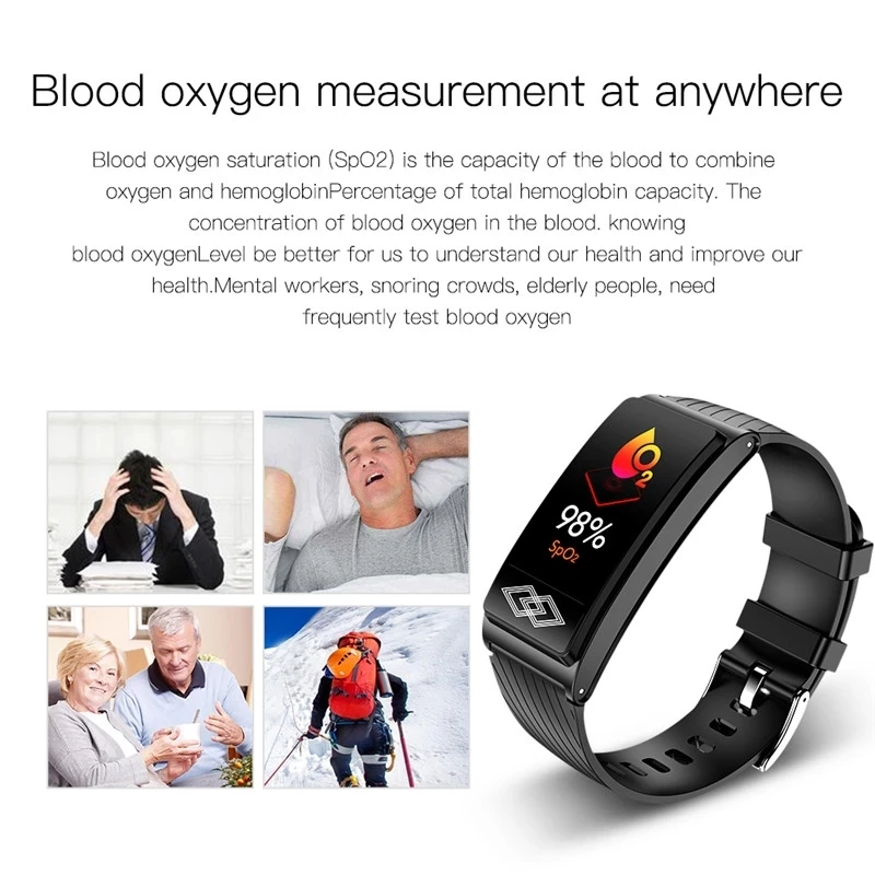 

24 Hour Dynamic ECG HRV SpO2 Blood Oxygen Heart Rate Monitor Smartband Fitness Tracker Smart Bracelet Band Watch Sleep Wristband