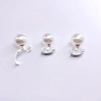 10pcs diy silver plated earclip pearl bracket girl fashion earring buckle ear accessories without ear holes