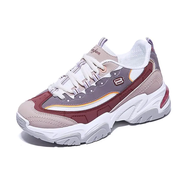 

BRKWLYZ spring Sneakers Women Thick Bottom Daddy Shoe Thick Bottom Round Toe Breathing Leisure Female Vulcanize Shoes s267