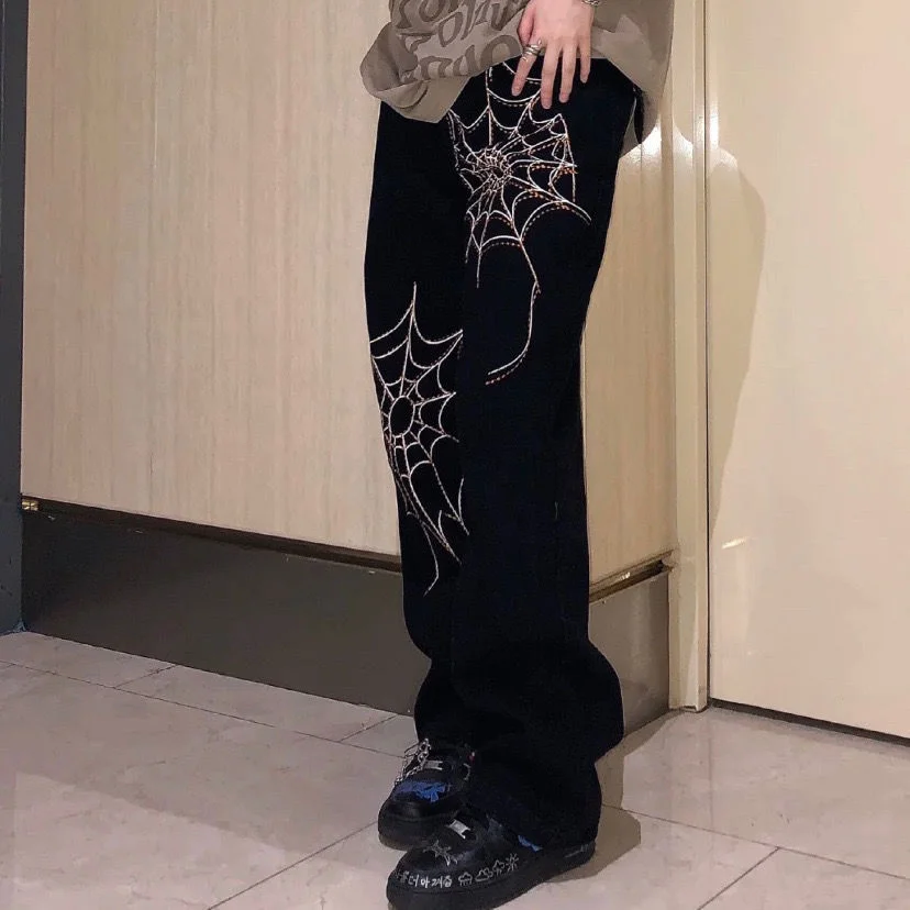 

Spider Embroidery Harem Pants Streetwear Women Clothing 2021 Summer Hip Hop Casual Trousers Fashion Pants Women