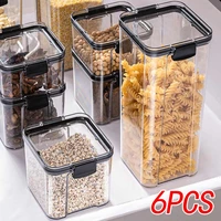 storage tank food container 6pcs variety sizes food sealed glass tank kitchen miscellaneous grain organizer cereal coffee sugar