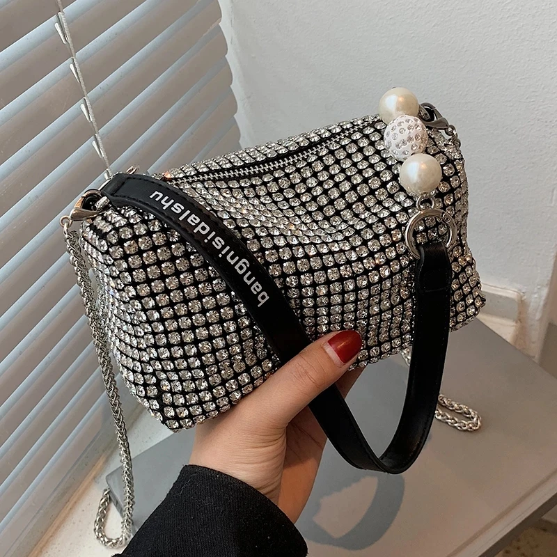 

Дизайнерская сумка-мессенджер через плечо с блестками, кошелек 2022, Женская мини-вечерние на цепочке, вечерняя сумочка для женщин, блестящая ...