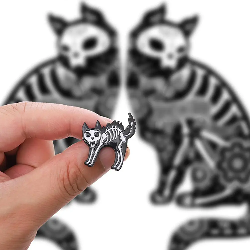 Унисекс Ретро Птица кошка Скелет эмаль брошь значок джинсовая куртка воротник |