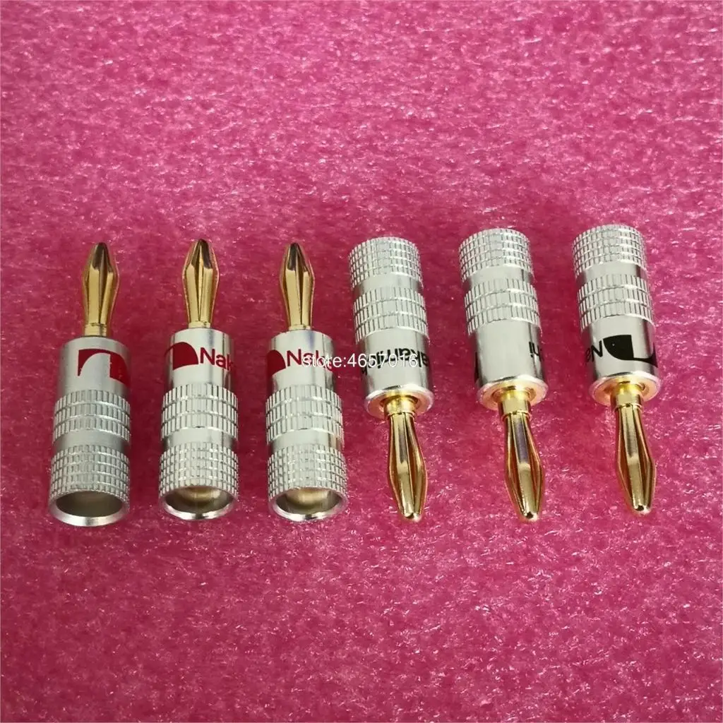 Новый Тип 4 мм Nakamichi штекер банана для видео 24 К позолоченный динамик медный