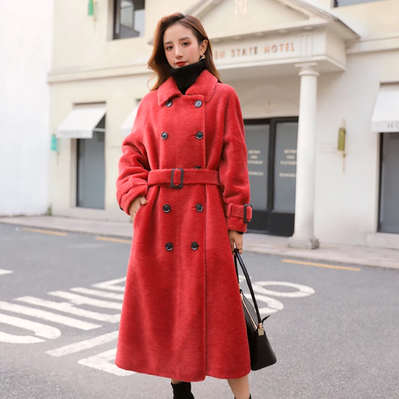 

Winter Fur Coat Female Real Sheep Shearling 100% Wool Coats Warm Slim Jackets Abrigos Mujer Invierno 2020 KL1908 LXR126