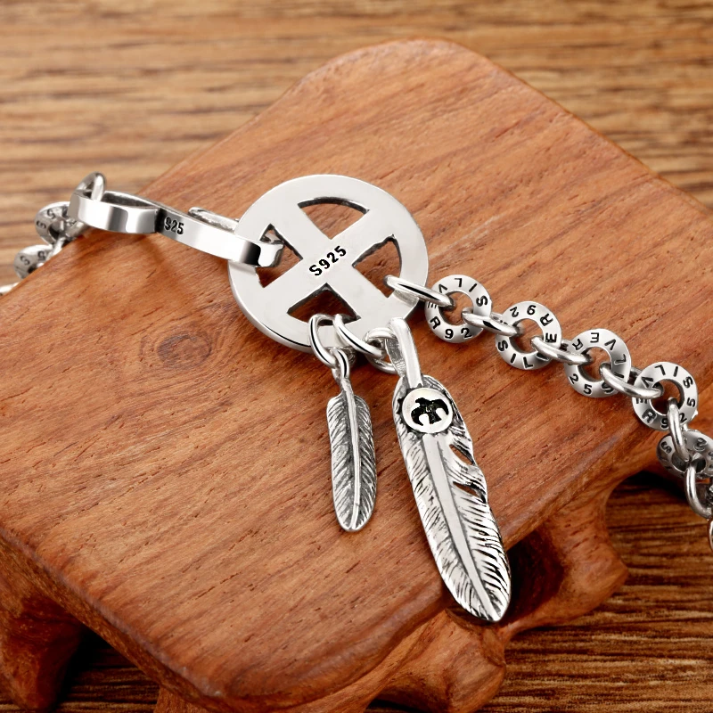 ZABRA 925 пробы серебро Летающий орел перо ожерелье для мужчин женщин байкер День