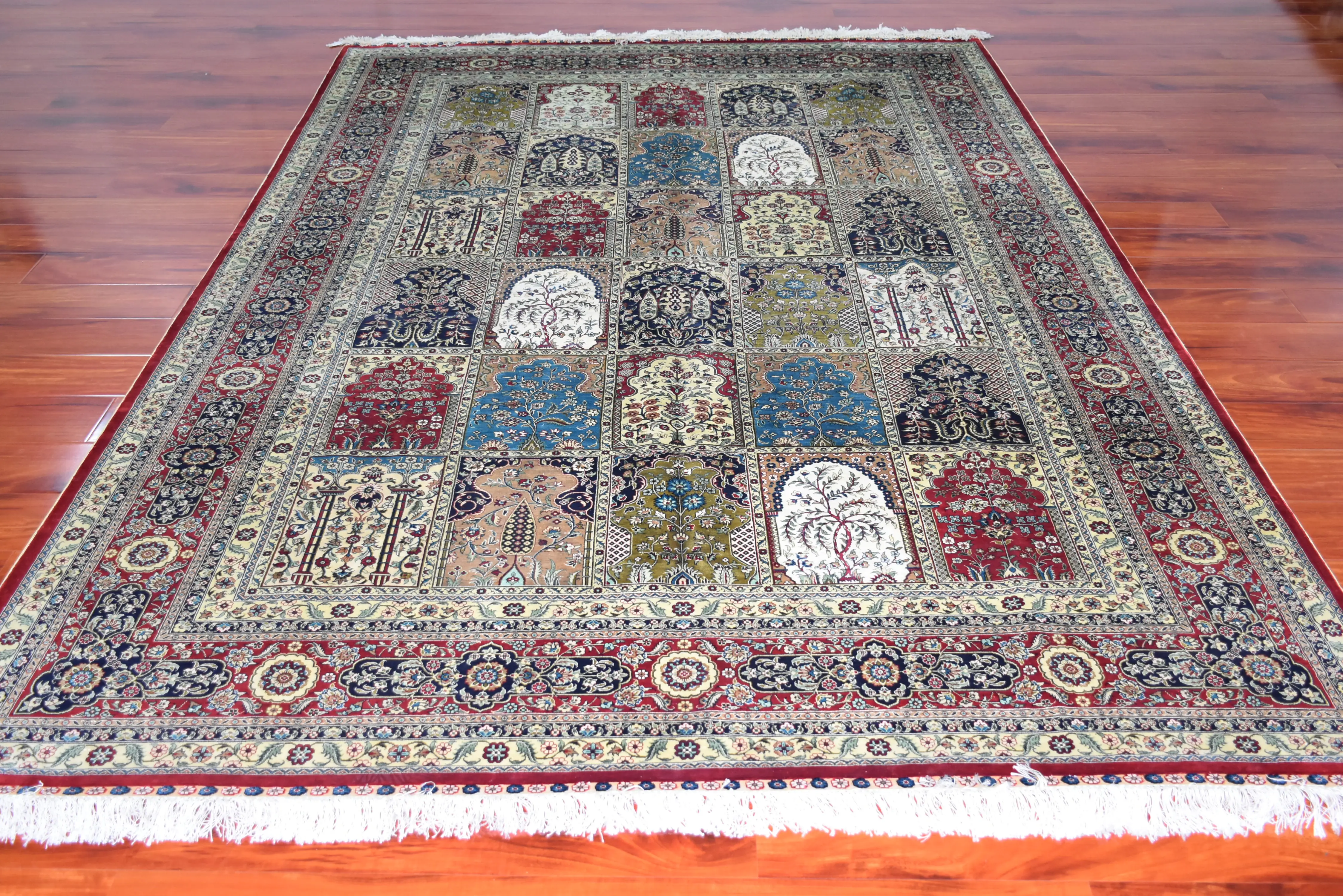 Beste 7X10Feet Handgeknoopte Bloemen Zijden Tapijten Handgemaakte Tapijten Vier Seizoenen Zijden Tapijt