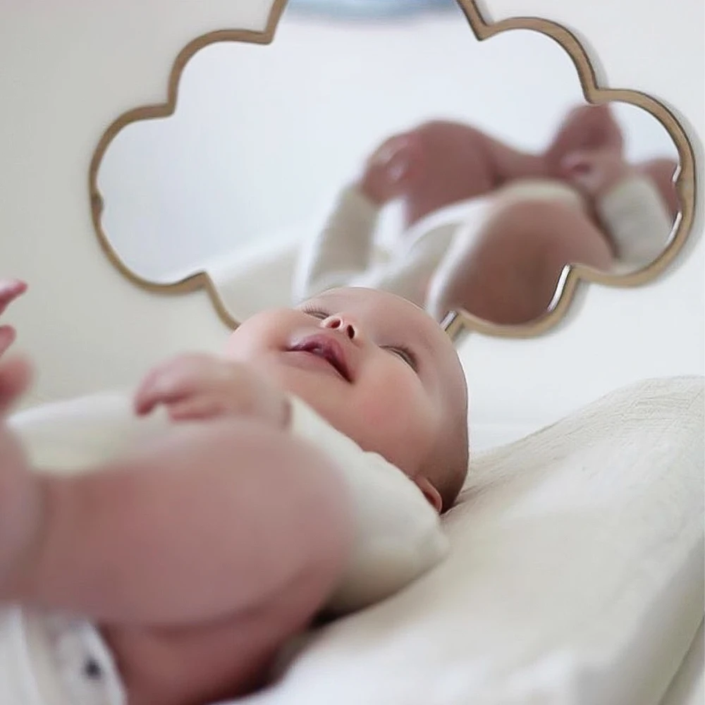 

Cartoon Mirror Children Bathroom Baby Room Decorative Cute Rabbit Cloud Wood Acrylic Lens Frame Creative Home Art Wall Decor
