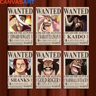 Новейшие Аниме One Piece WANTED плакат Холст Картина Shanks большая мама белая борода Kaido Роджер HD плакаты украшение стены мальчик подарок