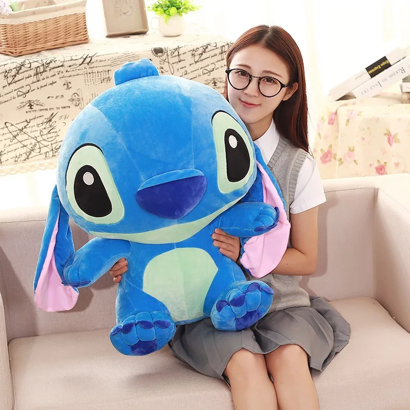 Плюшевые игрушки Kawaii Stitch с длинными ушками милая кукла Диснея мягкие подушки для