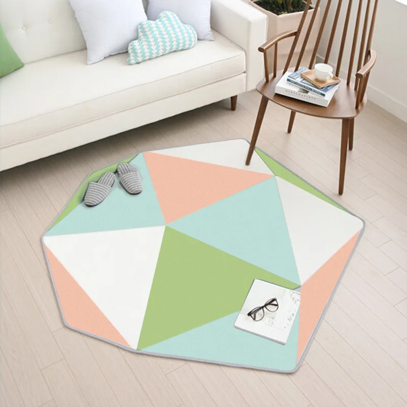 Ins Style Polygon Chair Mat Indoor Door Crystal Fleece Anti Slip Bedside Rug Memory Foam Geometric Living Room Area | Дом и сад