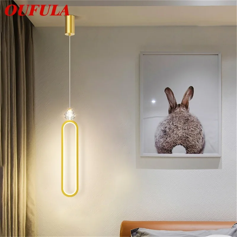 

OUFULA Nordic Pendant Light Gold Simple Modern LED Lamps Crystal Fixtures Decorative for Home Bedroom