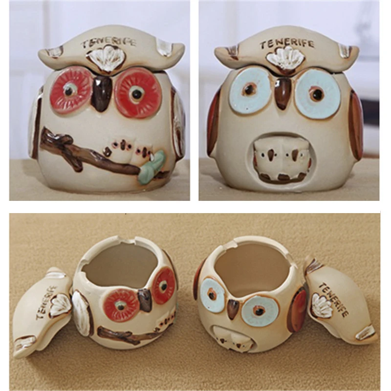 

Creative Ashtray Personality Trend, Mischievous Taste Household Living Room With Cover Ceramic Toothpick Storage Decoration
