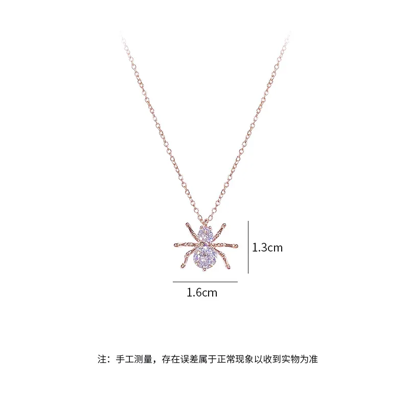 

BOTU Zircon Creative Spider Pendant Necklaces for Women Interesting Peculiar Shape Rose Gold Party Jewelry Girls Gift