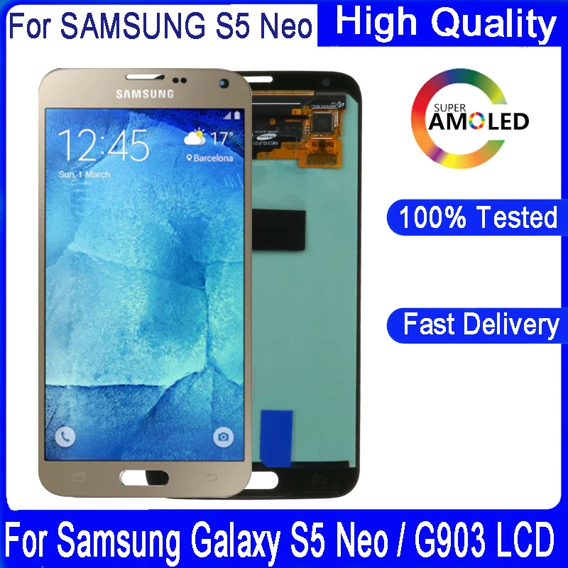 Оригинальный 5 1 &quotAMOLED ЖК дисплей для Samsung Galaxy S5 NEO SM G903 G903F G903M сенсорный экран