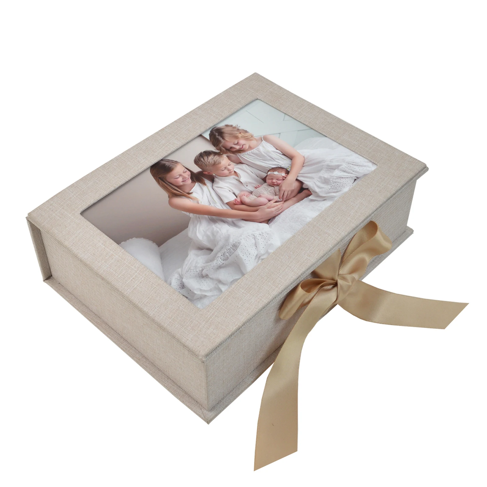 

Handmade Custom Linen 4x6inch Photo Print Box with Photo cover - Photo Print Packaging - Wedding Photography Packaging