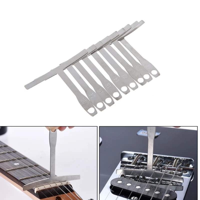 

9pcs Repair Bass String Stainless Steel Luthier Guitar Gauge Accessories Builder Measure T Shape Understring Radius Adjust Tools