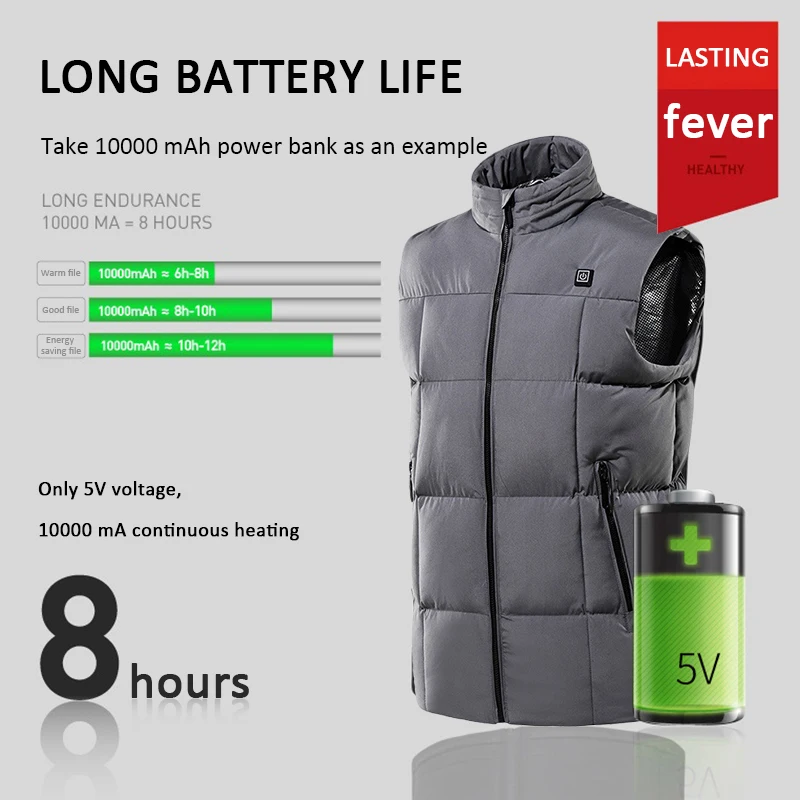 

Outdoor Men's Smart Electric USB Charging Infrared Heating Vest Jacket Winter Warm Vest Thermal Clothing Waistcoat For Hiking