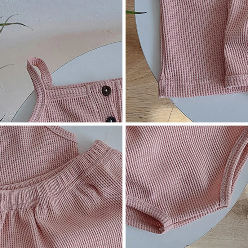 

Toddler Baby Clothes Sets 2021 Fashion Summer Infant Solid Sling Vest and Shorts 2pcs Outfits Newborn Baby Cool Suits 6-24M