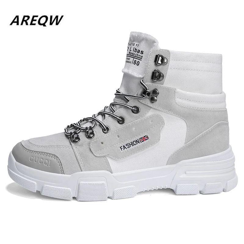 2019 Мужская Спортивная обувь парусиновая Верхняя теплая шнуровка высокие